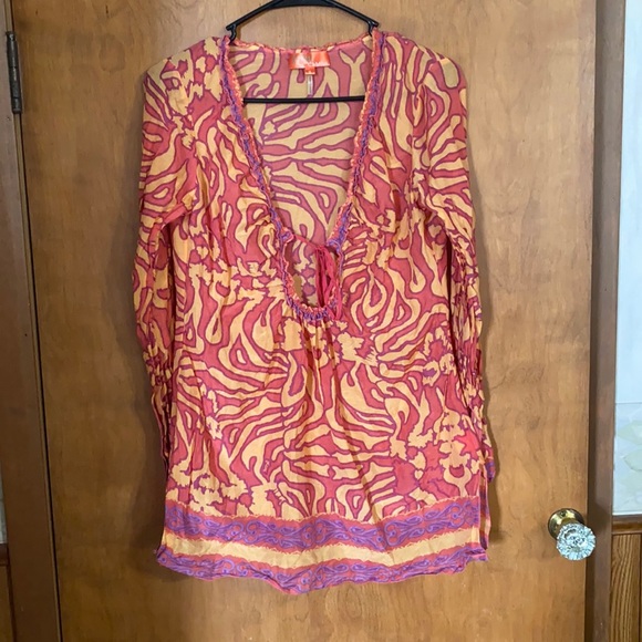 Hale Bob Tops - Hale Bob Cabana Printed Silk Blend Tunic Sz S